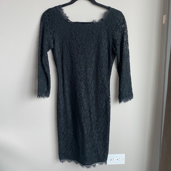 Diane Von Furstenberg Zarita lace mini black dress US 2 - Picture 2 of 4